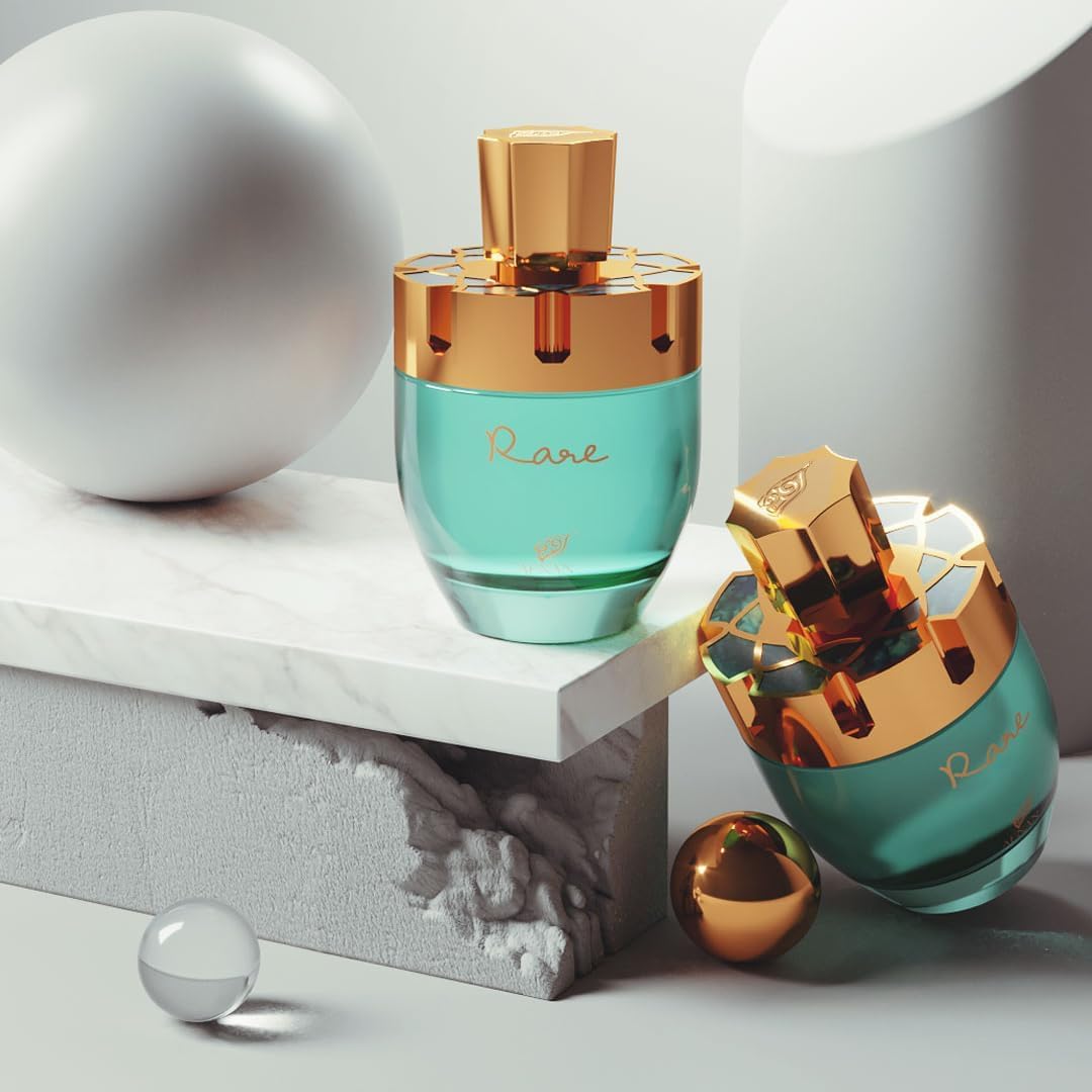 Afnan Rare EDP bottle highlighting rose notes for a romantic daytime mood