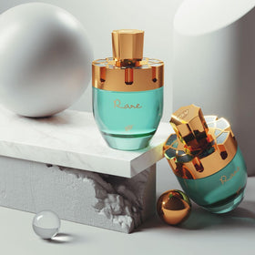 Afnan Rare EDP bottle highlighting rose notes for a romantic daytime mood