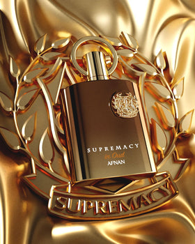 Afnan Supremacy in Oud bottle on a dark shelf creates a premium ambience