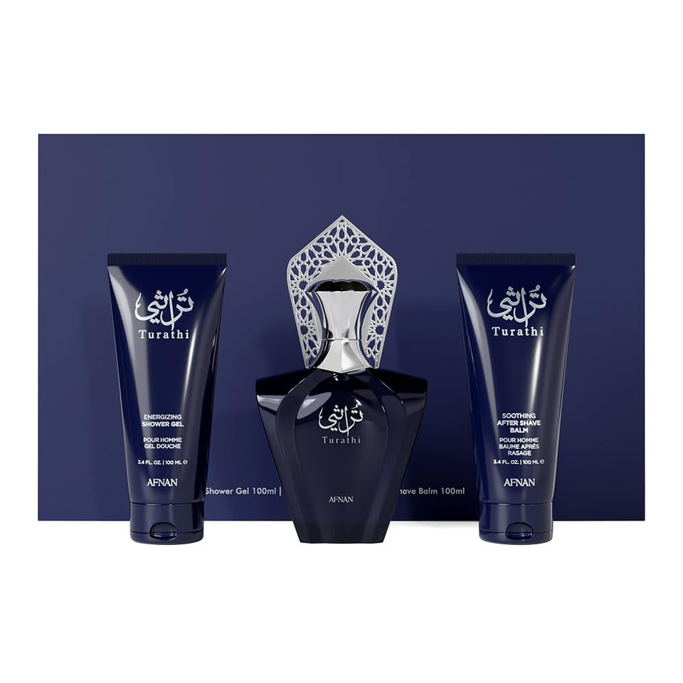 Afnan Turathi Homme Blue EDP bottle for daily wear with a lasting trail.
