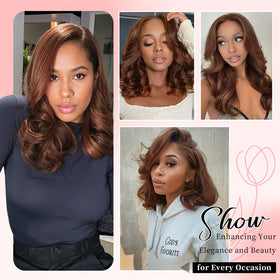 Afribye brown wig 14inch loose wavy style for casual or formal occasions