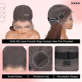 Afribye brown wig glueless 13x6 lace front for quick wear and secure fit
