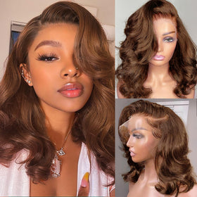 Afribye brown wig with body wave 13x6 lace front front view showing natural hairline and volume