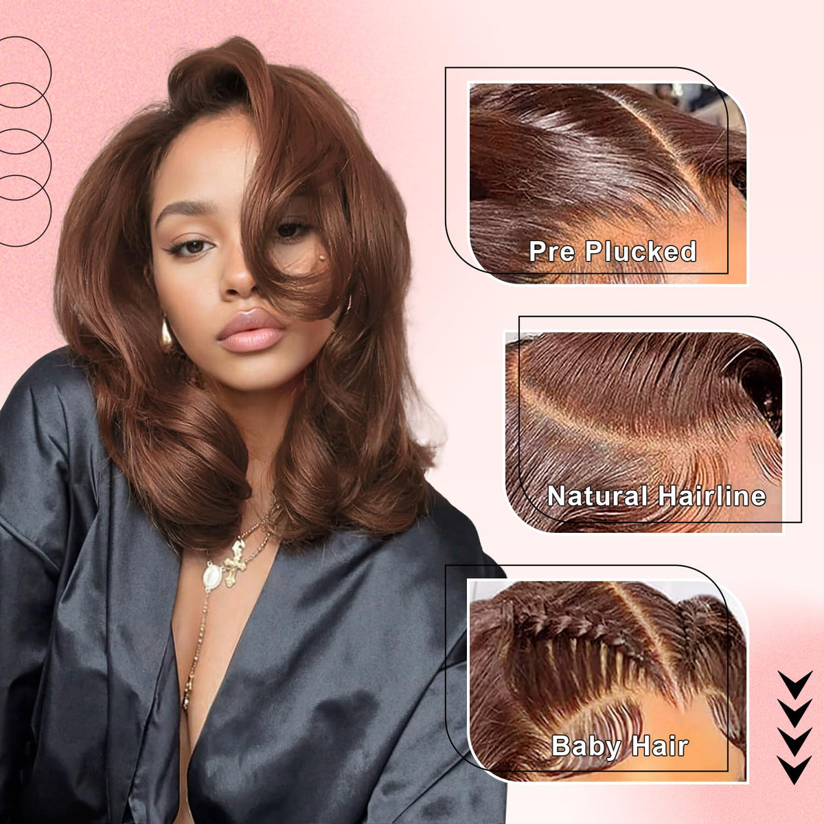 Afribye brown wig body wave 13x6 side part style for versatile daily looks