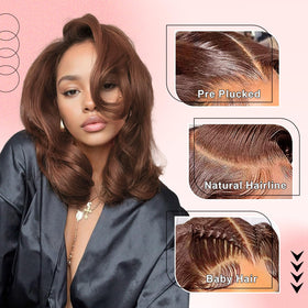 Afribye brown wig body wave 13x6 side part style for versatile daily looks