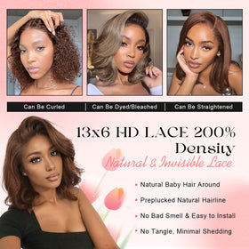 Afribye brown wig pre plucked lace front highlights natural parting and easy styling