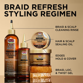 African Pride coconut oil-enriched gel close-up conditioning strands during styling