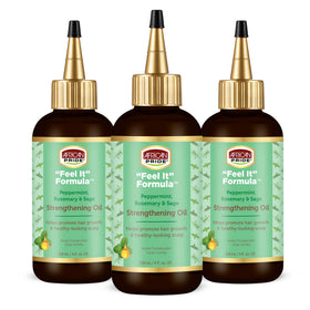 African Pride Feel It Formula bottle front view for stronger, moisturized strands