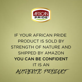 African Pride Feel It Formula frizz control close-up highlights texture management