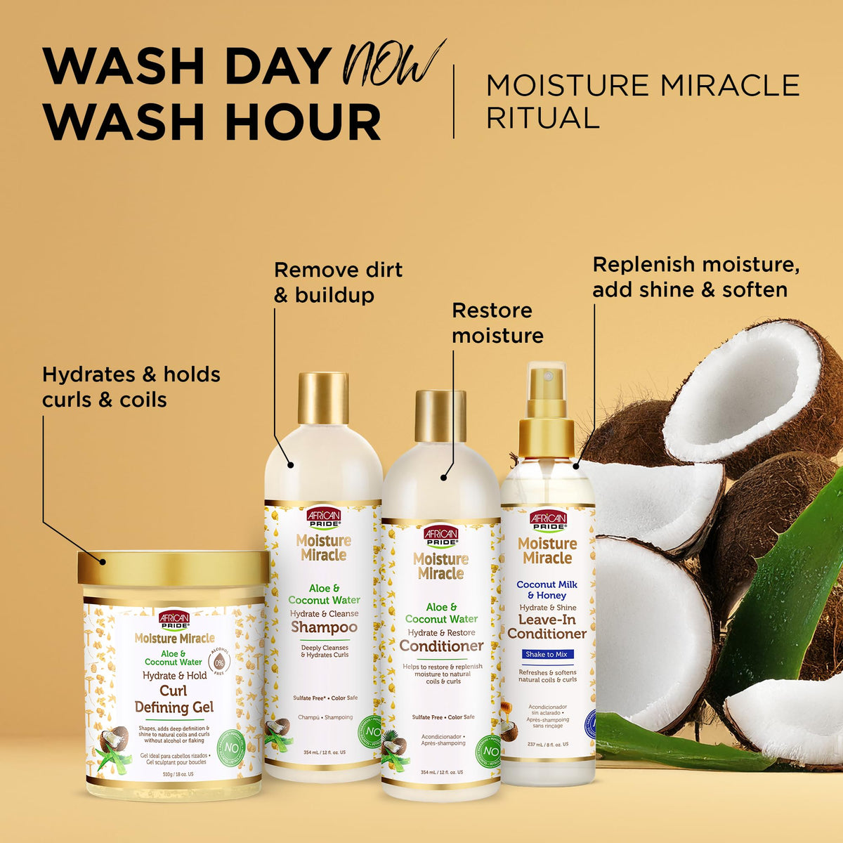 African Pride Moisture Miracle no-flake formula in action for clean styling.