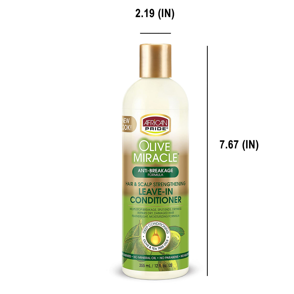 Packaging of African Pride Olive Miracle Leave-In Conditioner 3-pack for value.