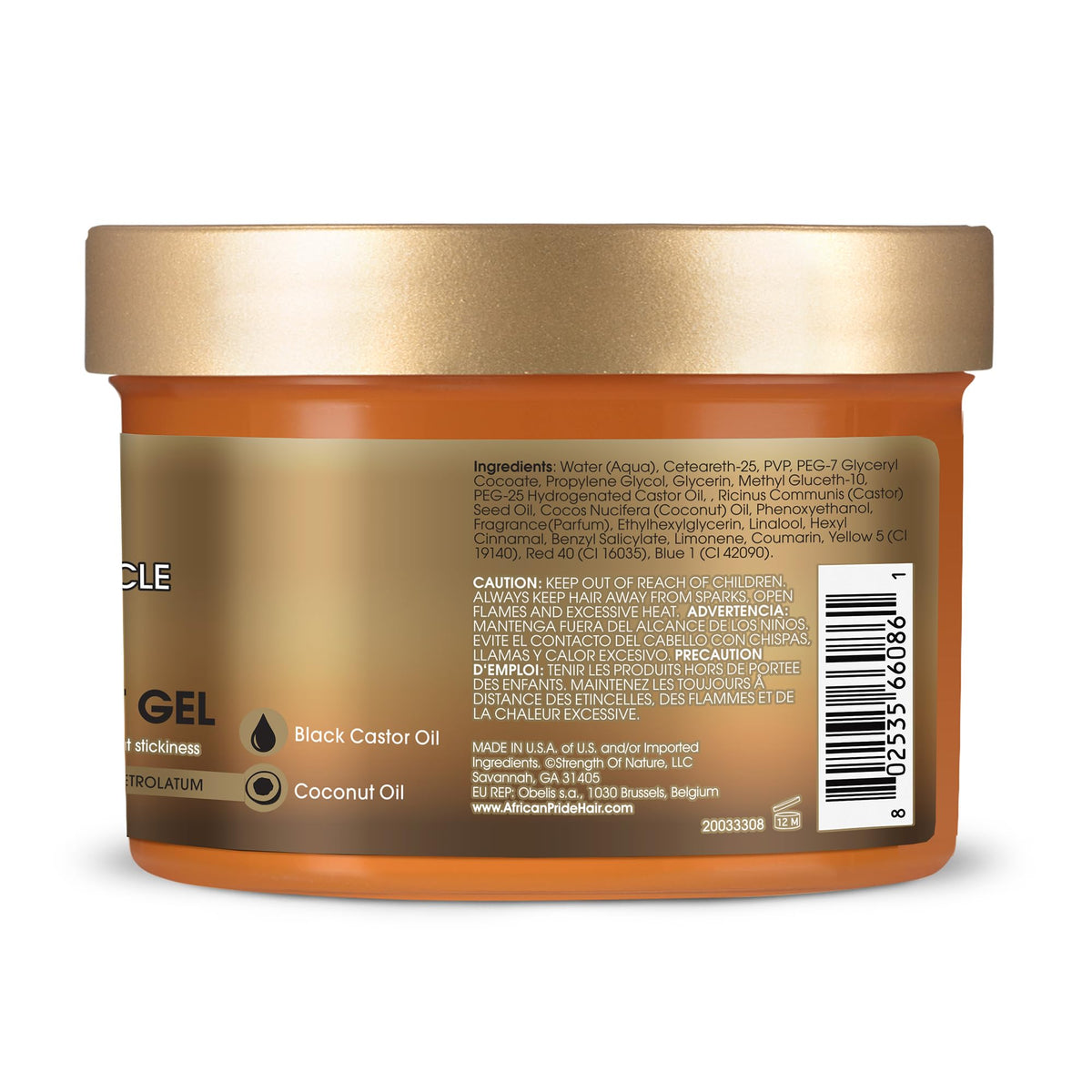 Three-pack display of African Pride braid gel for easy styling options
