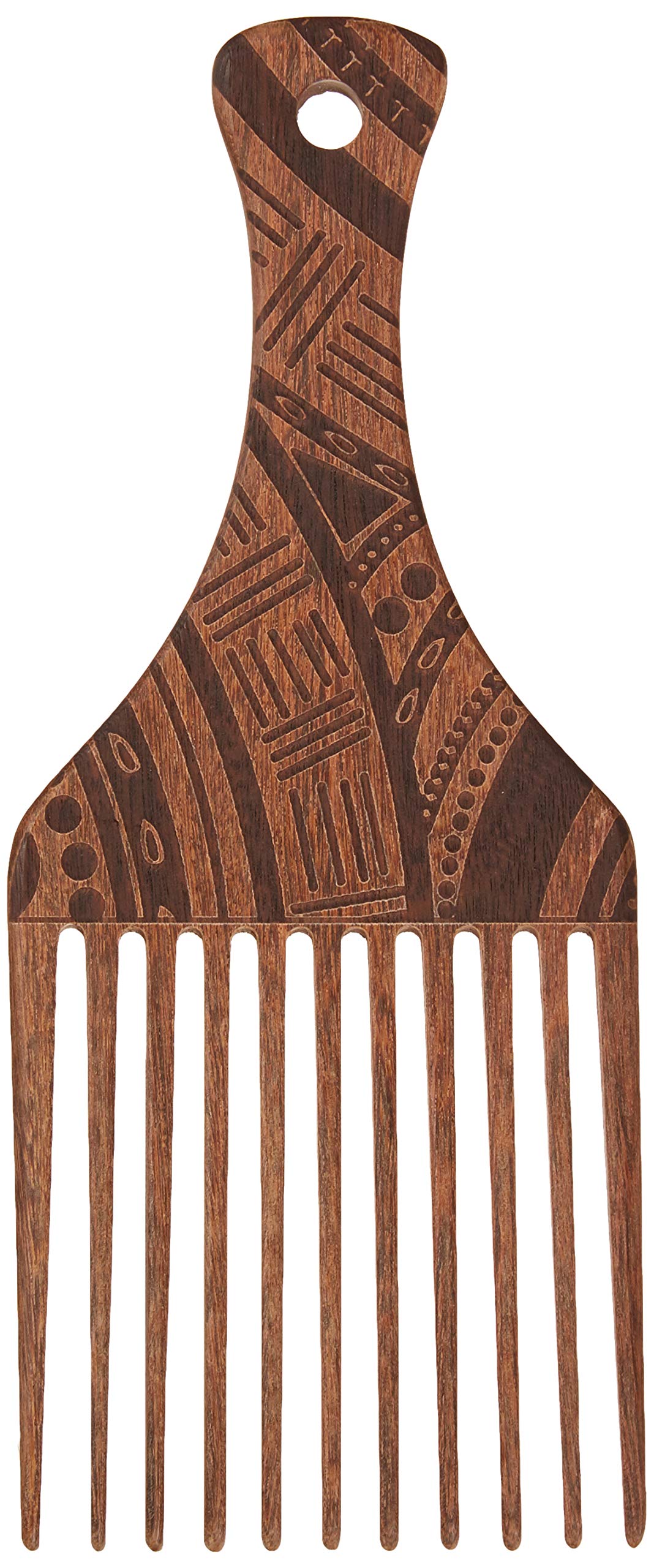 AfroPick design on wood pick enhances personal style during detangling