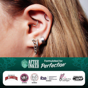 After Inked 3 oz bottle for convenient at-home piercing care.