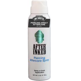 After Inked piercing aftercare spray, fine mist for gentle piercing cleansing.