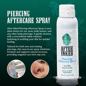 After Inked saline solution for piercings, soak application for thorough cleansing and hydration.
