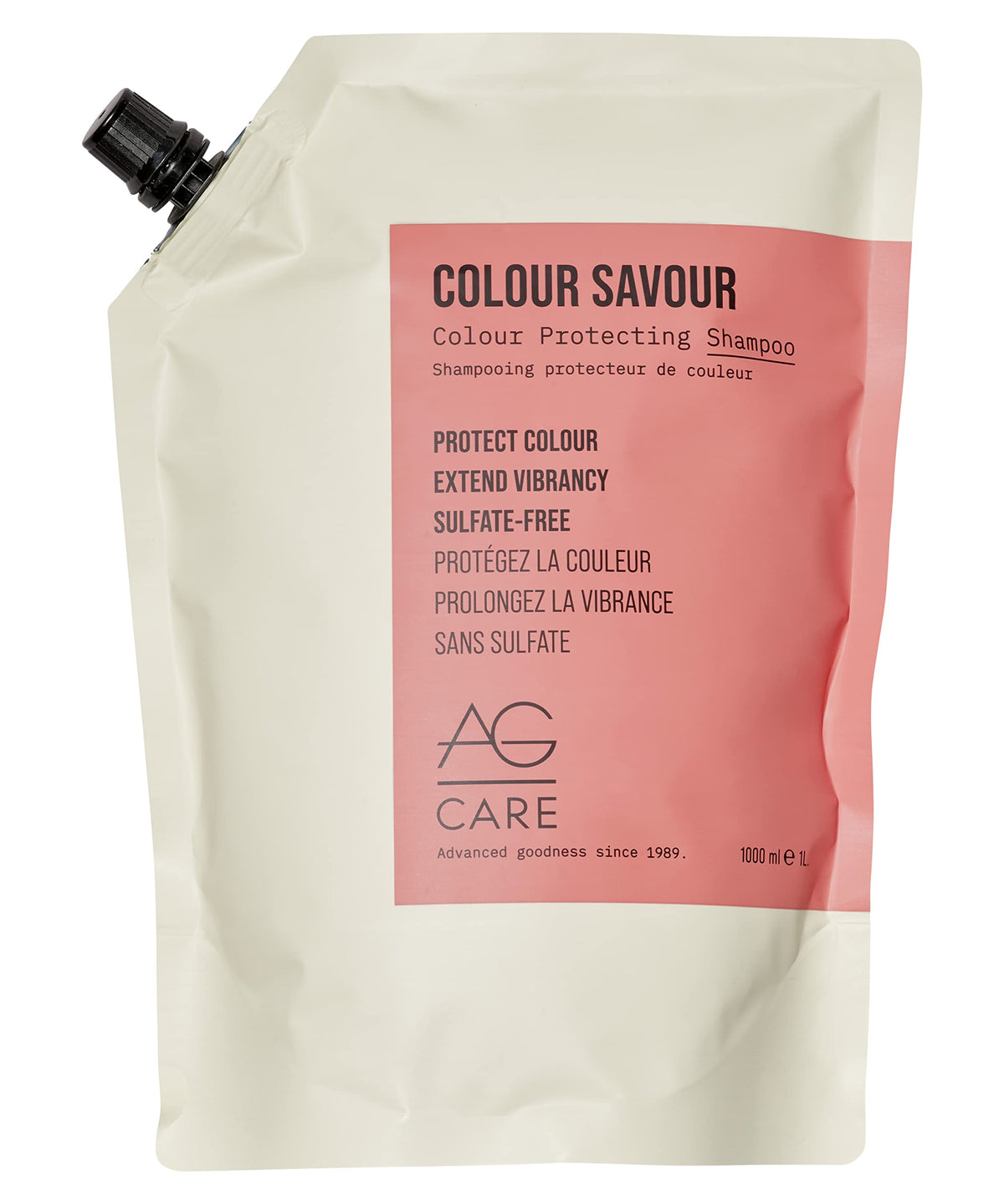 AG Care Colour Savour Shampoo bottle shows color protection with sulfate-free cleansing.