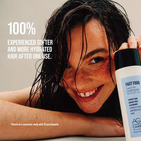 AG Care Fast Food Leave-On frizz control shot on hair