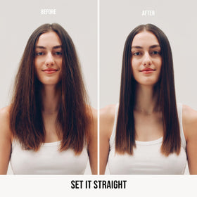 AG Care Set It Straight styled hair during straightening session for lasting, sleek results.