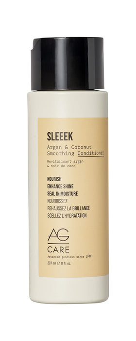 AG Care Sleeek Argan & Coconut Conditioner bottle showing hydration and shine