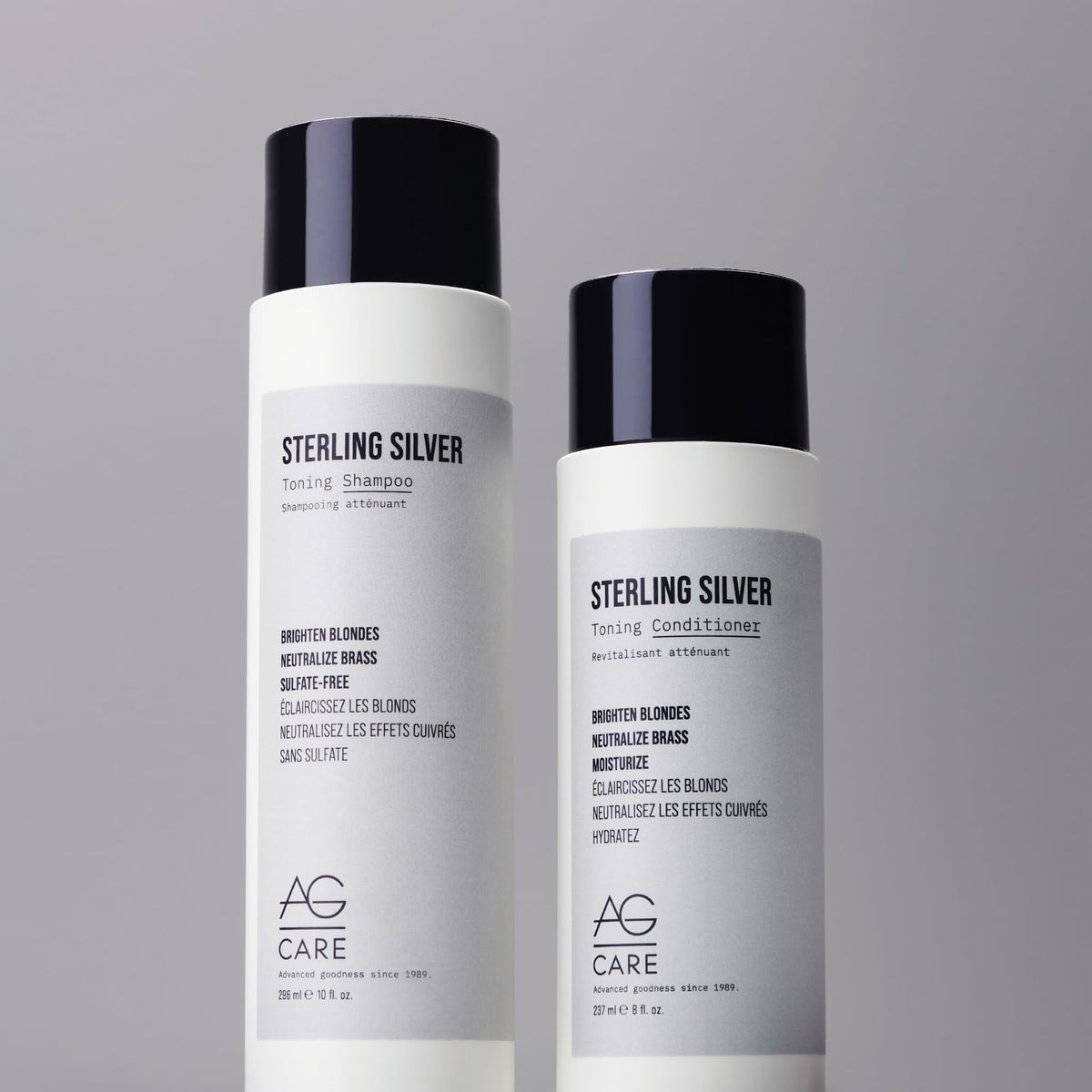 AG Care Sterling Silver Toning Shampoo before after shows brass reduction