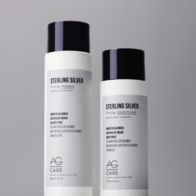 AG Care Sterling Silver Toning Shampoo before after shows brass reduction
