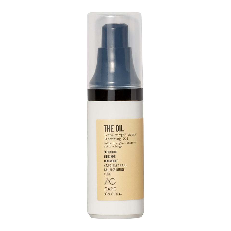 AG Care The Oil Argan Smoothing Oil bottle for silky shine without heaviness.