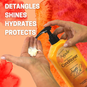 Agadir conditioner with argan oil nourishes and protects color-treated hair.