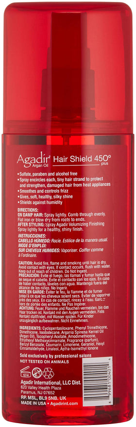 Agadir Hair Shield 450 application mist evenly coats hair before styling.