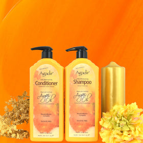 Agadir sulfate-free formula label highlights gentle, color-safe care.