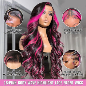 Agairl 1B pink color wig for daily wear