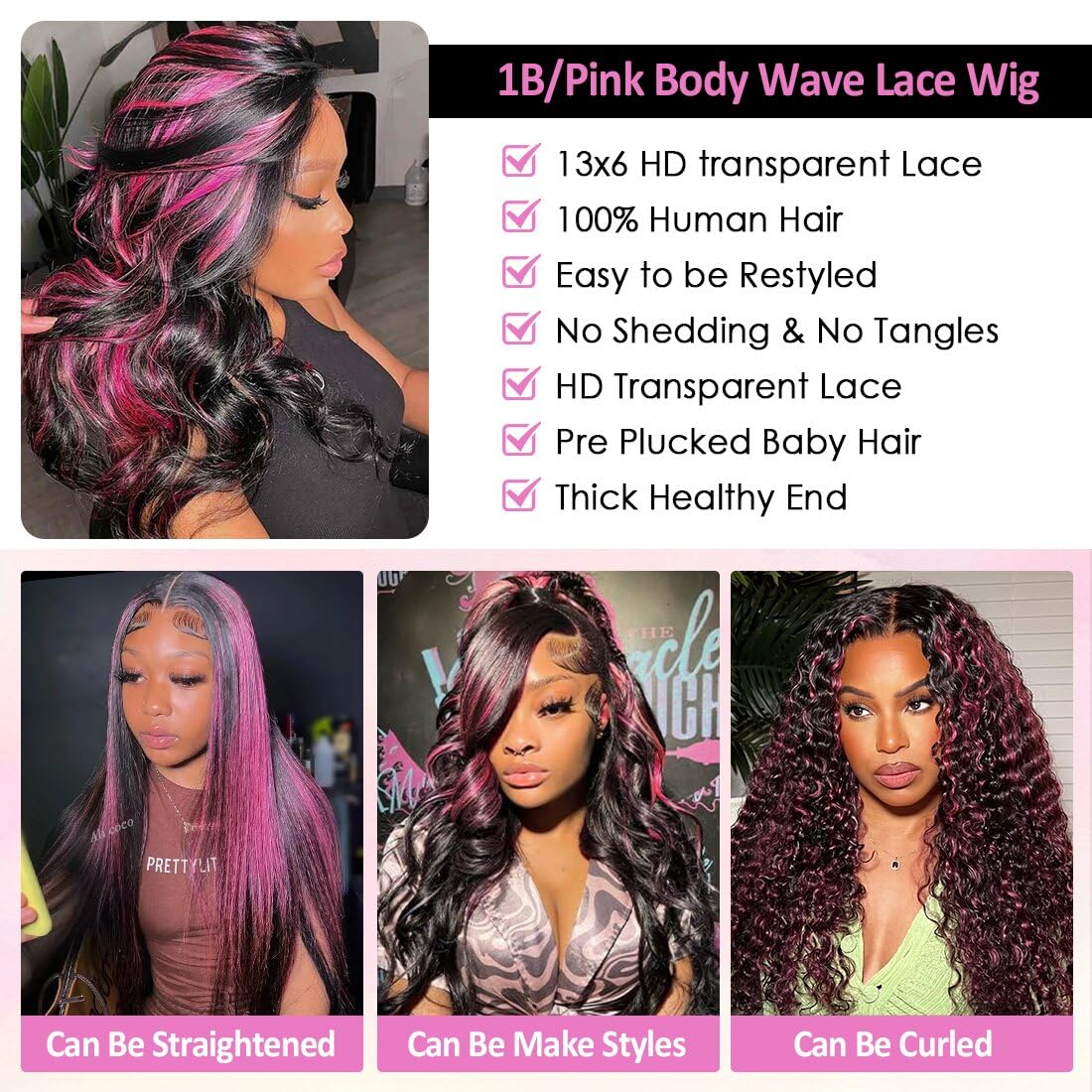 Agairl skunk stripe highlight wig adds bold color accents
