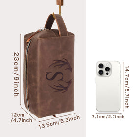 Aganmi large-capacity toiletry bag stores toothbrush, shampoo, and more.