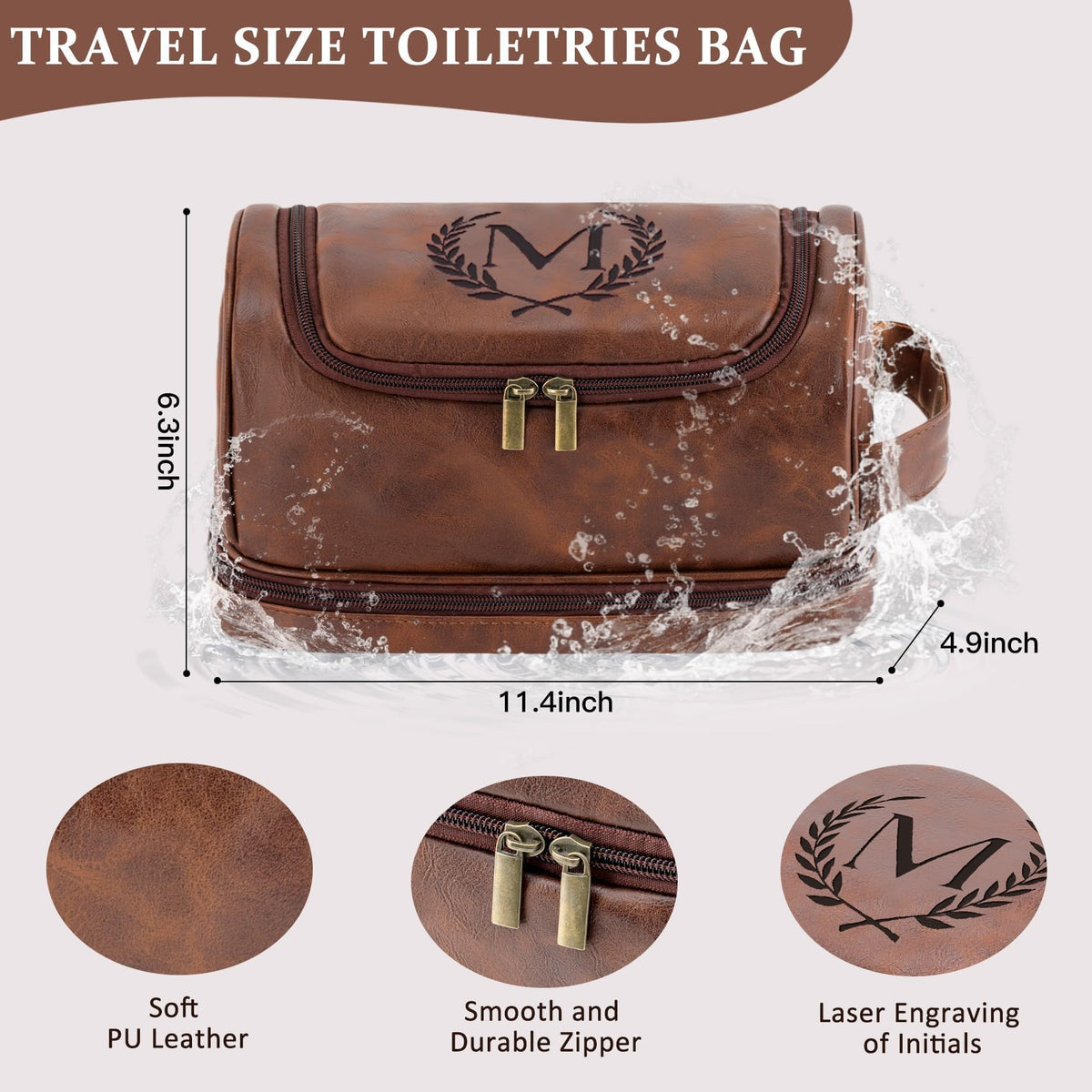 Aganmi waterproof PU leather travel bag protects contents during travel.