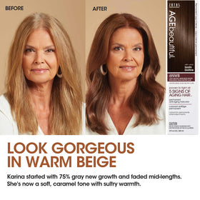 AGE beautiful Liqui Creme applied color on hair shows rich tone