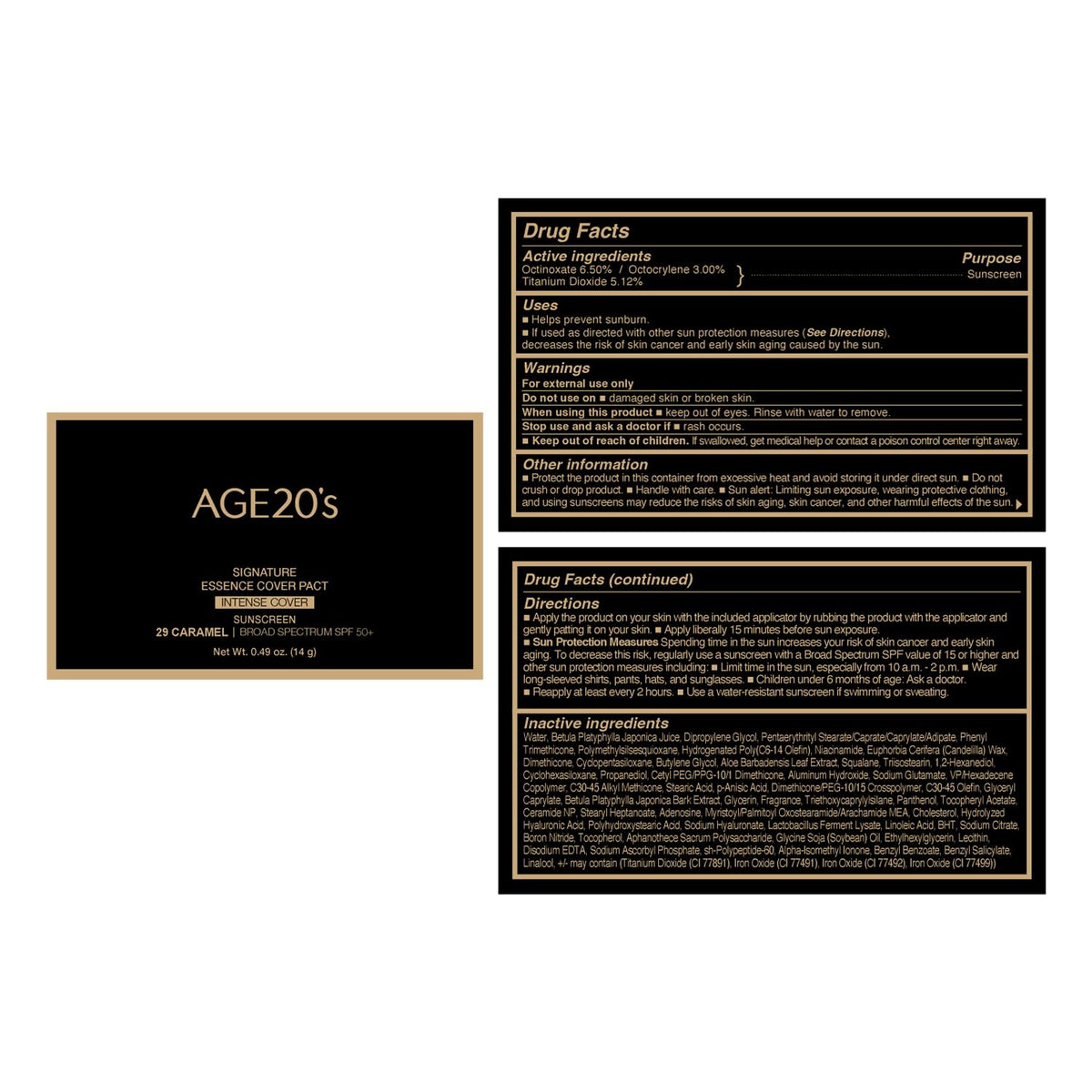 AGE20'S Signature Essence Pact SPF 50+ packaging details and sleek design
