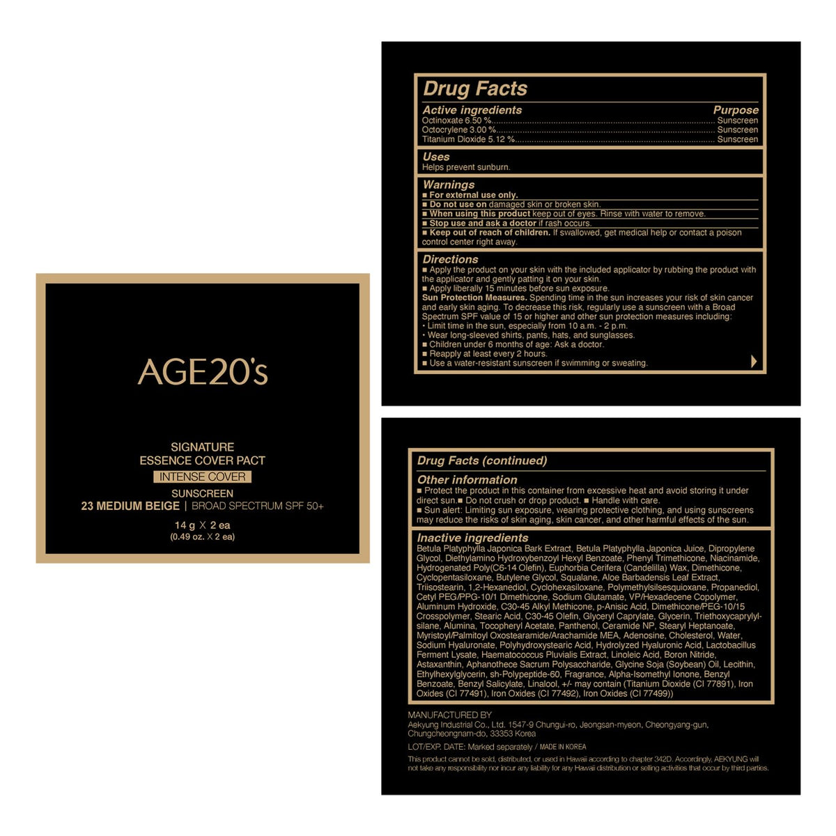 AGE20'S Signature Essence Pact SPF 50+ travel-friendly compact for easy packing