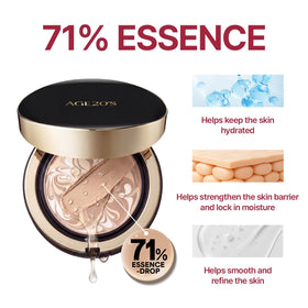 Close-up of AGE20'S Essence Pact texture delivering radiant, natural glow