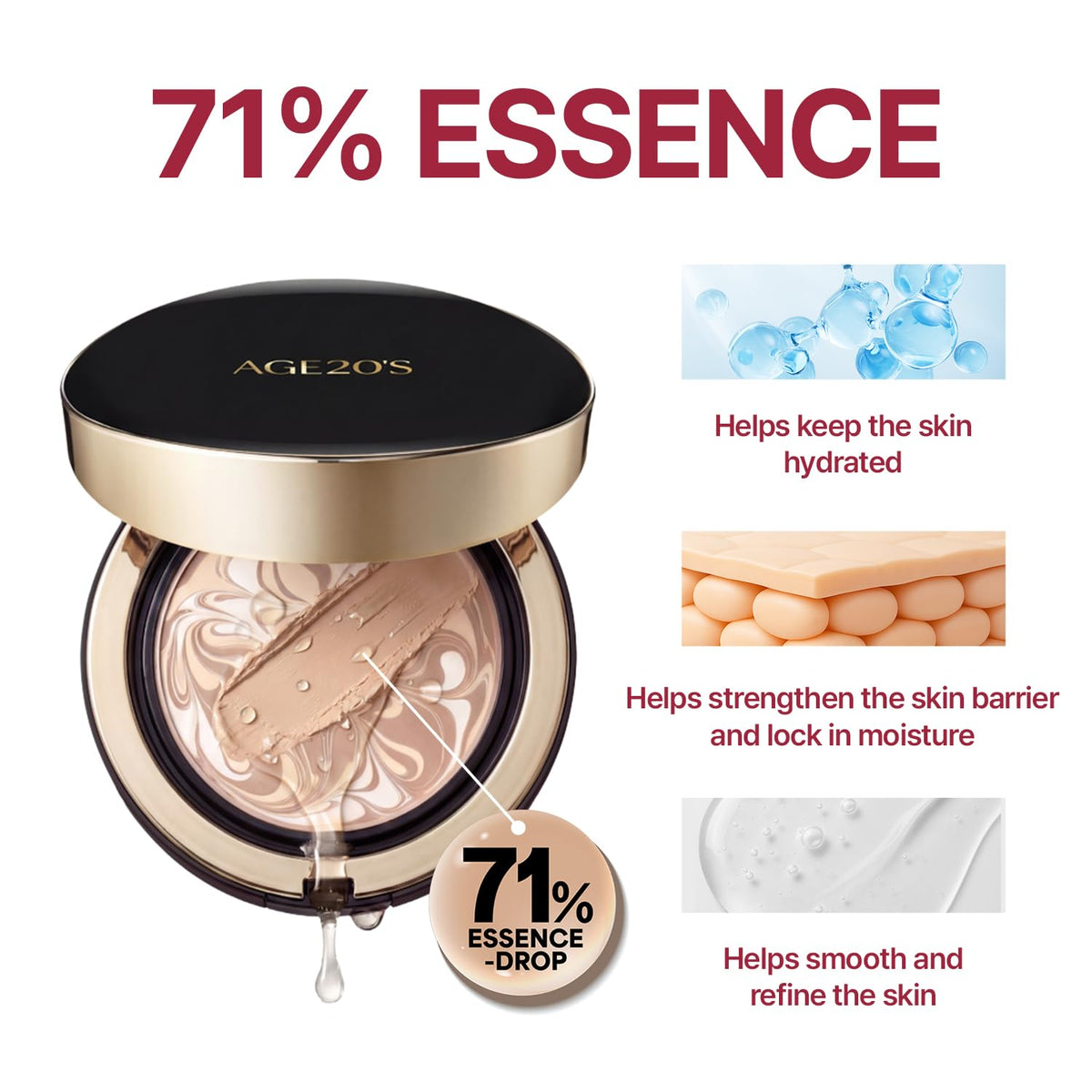 AGE20'S Signature Essence Pact Vanilla puff in use for seamless blending.