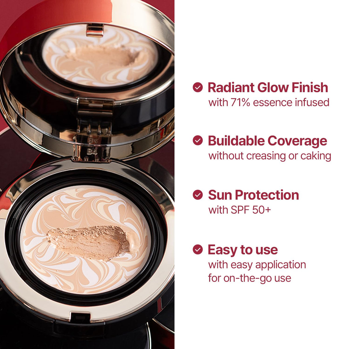 AGE20'S Signature Essence Pact SPF 50+ cushion protects skin during daily sun exposure.