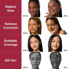 Texture swirl highlights 71% essence for hydrating radiance.