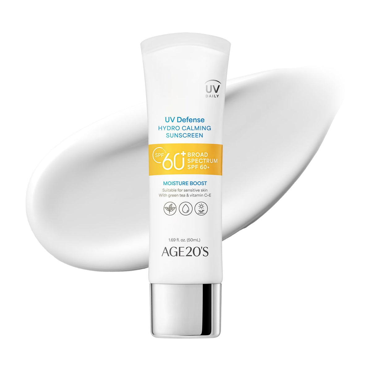 AGE20'S UV Defense Hydro Calming Sunscreen bottle front view for daily protection