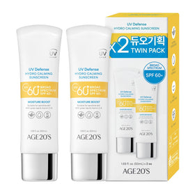 AGE20S UV Defense Hydro Calming Sunscreen packaging showcases premium protection.