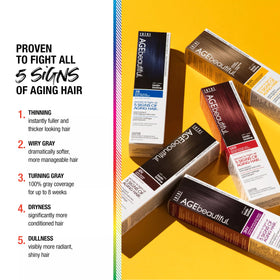 AGEbeautiful Root Touch-Up Spray on hairline blends naturally with surrounding color