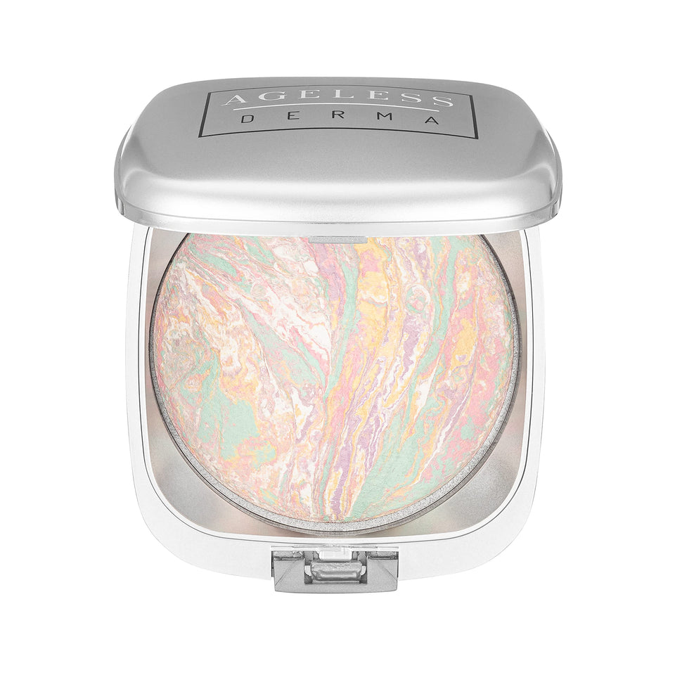 Ageless Derma baked mineral color-correcting powder compact for a natural, even complexion.