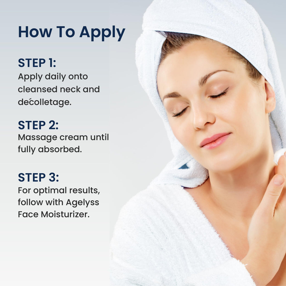 Agelyss Argireline NP closeup conveys potential wrinkle-reducing effects along the neck.