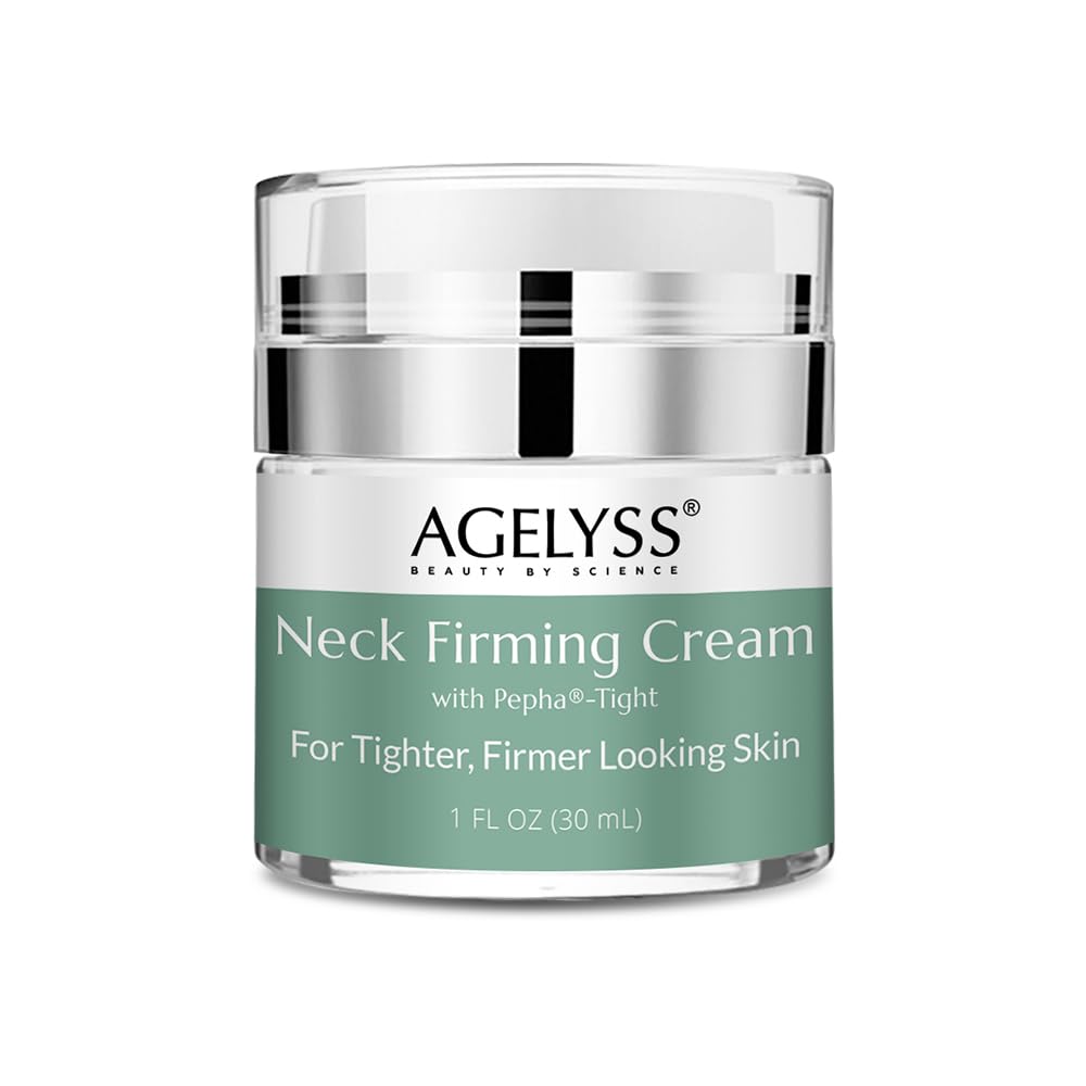 Agelyss Neck Firming Cream tube demonstrates targeted neck care for daily hydration and subtle lifting.