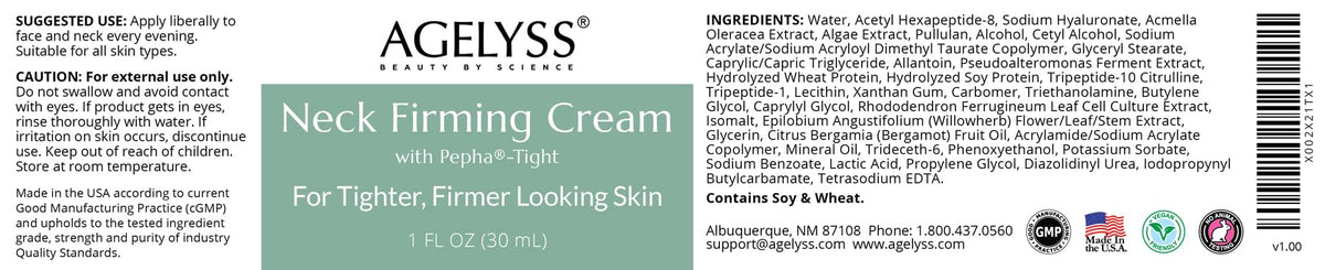 Agelyss PhytoCellTec Alp Rose detail suggests plant-based care for resilient neck skin.