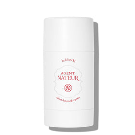 Agent Nateur holi Saint-Honoré Roses deodorant packaging on shelf for aluminum-free freshness.