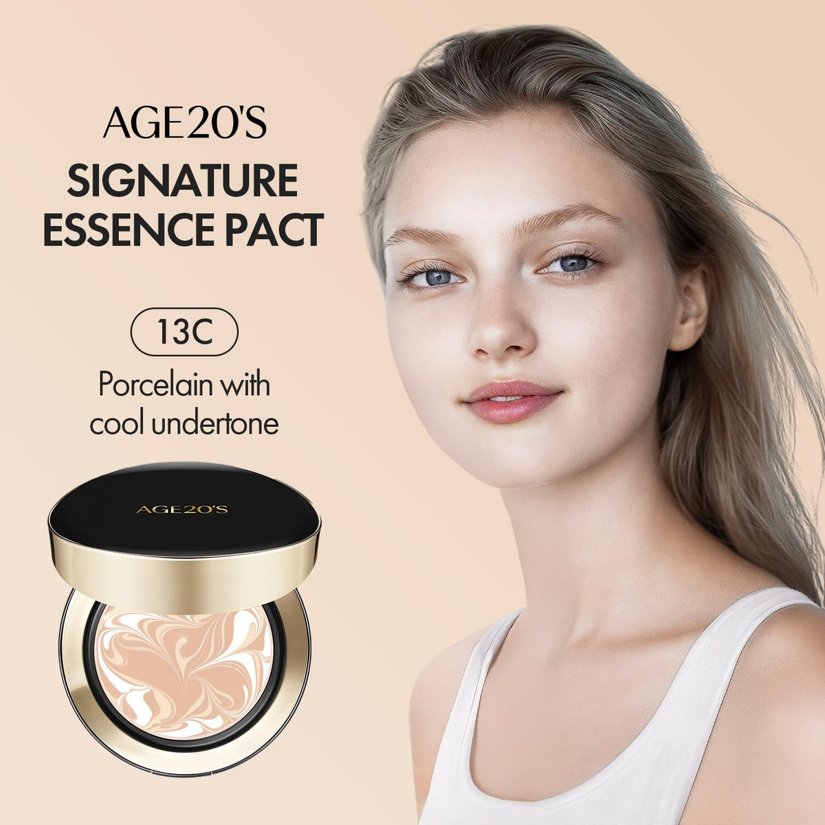 AGE20'S Signature Essence Pact SPF 50+ helps protect skin in daylight settings.